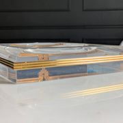 Lucite and brass catchall attributed to Claude Malle/Maison Roméo.
