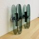 Pair of 70s smoked glass chrome wall lights