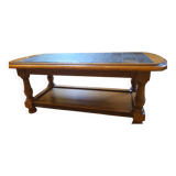 Table basse en bois massif avec plateau ardoise, style classique