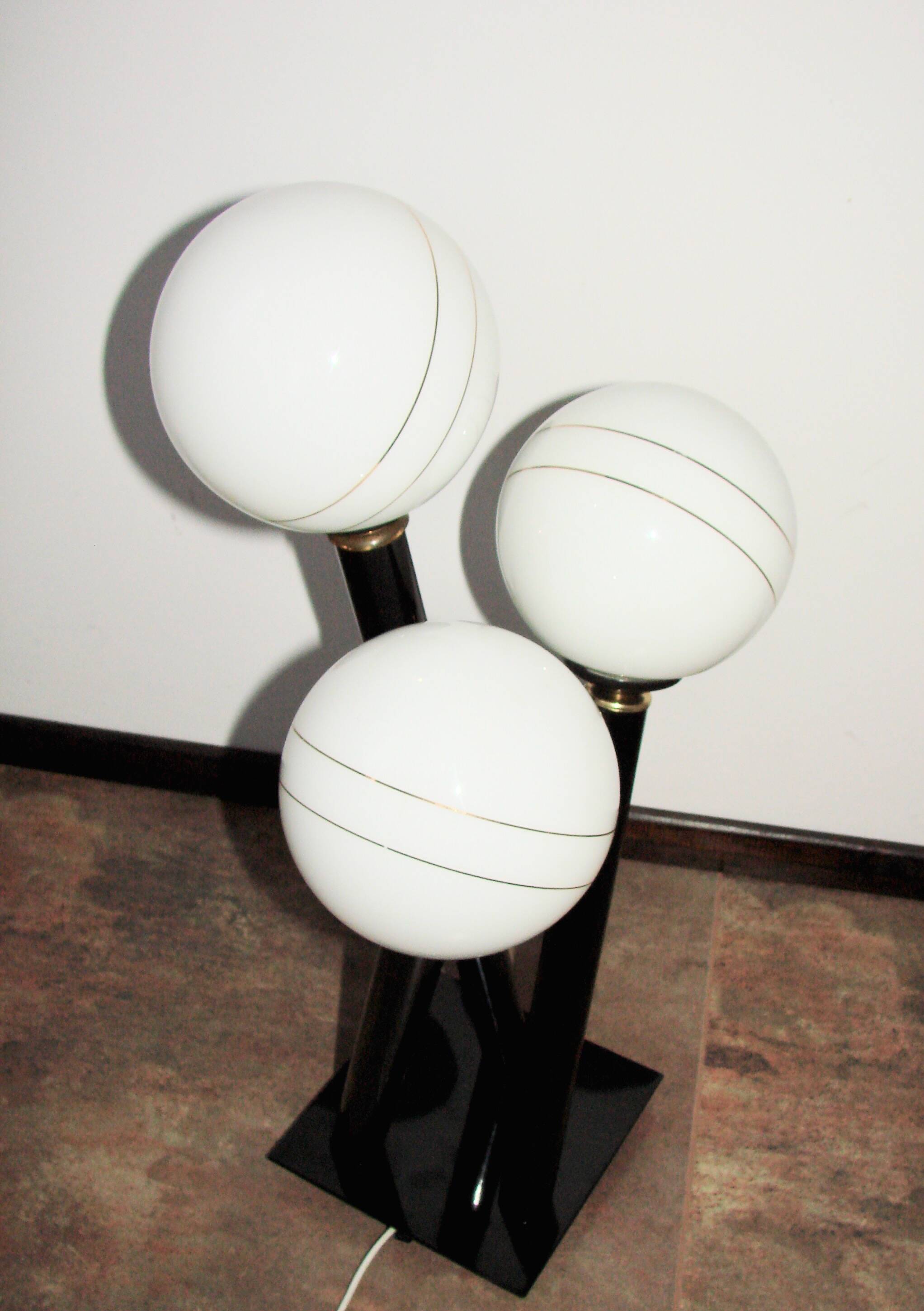 Modern floor lamp from the 1980s/1990s – metal and glass, 3 spheres