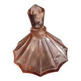 Ancien flacon de parfum vintage art déco en magnifique verre rose