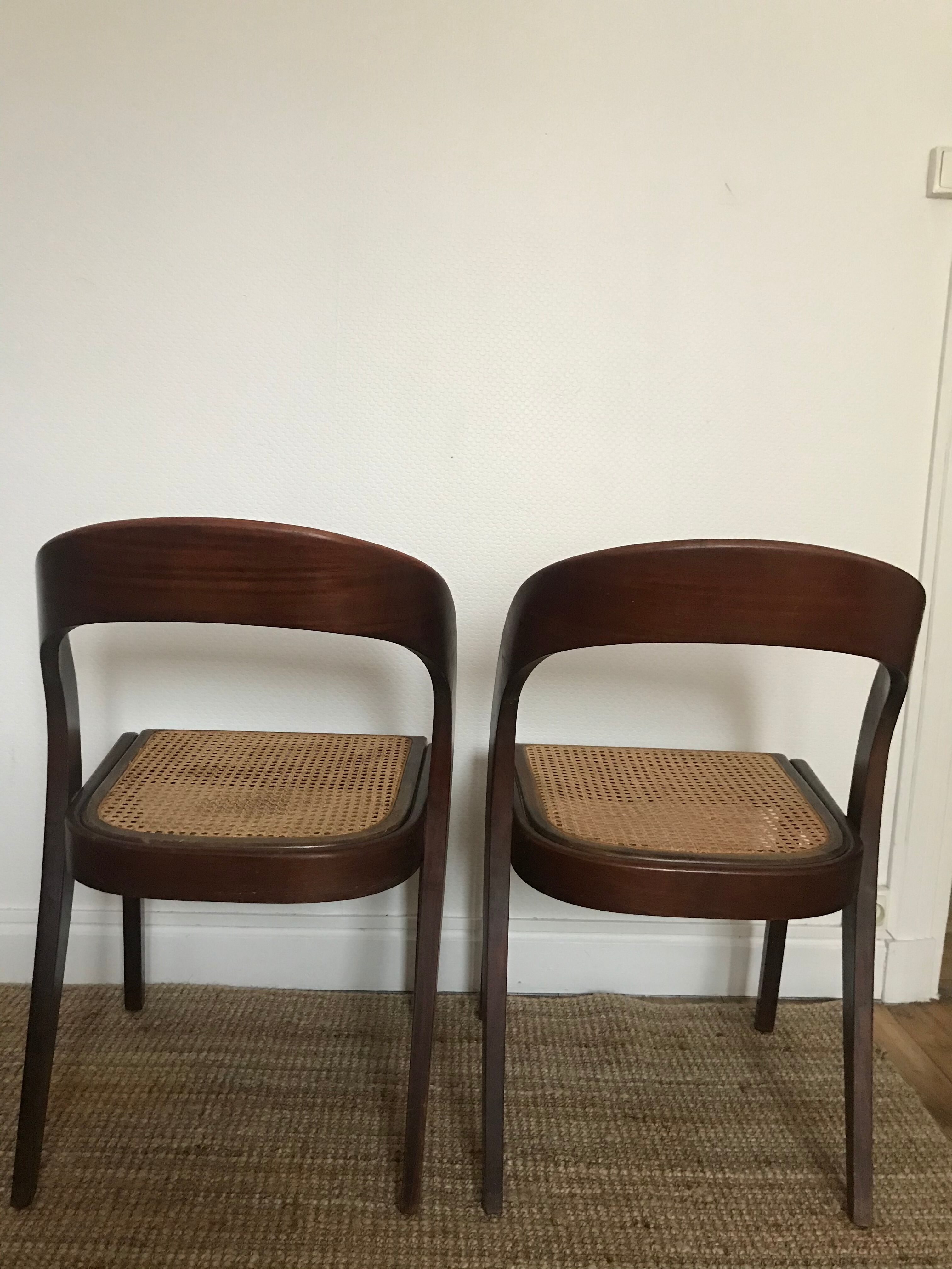 Pair of Baumann canne gondole chairs