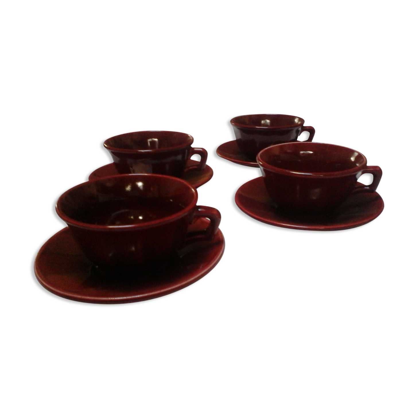 Set de 4 tasses bistrot bordeaux