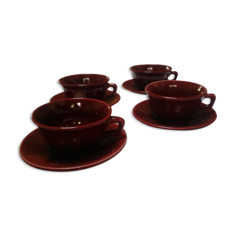 Set de 4 tasses bistrot bordeaux