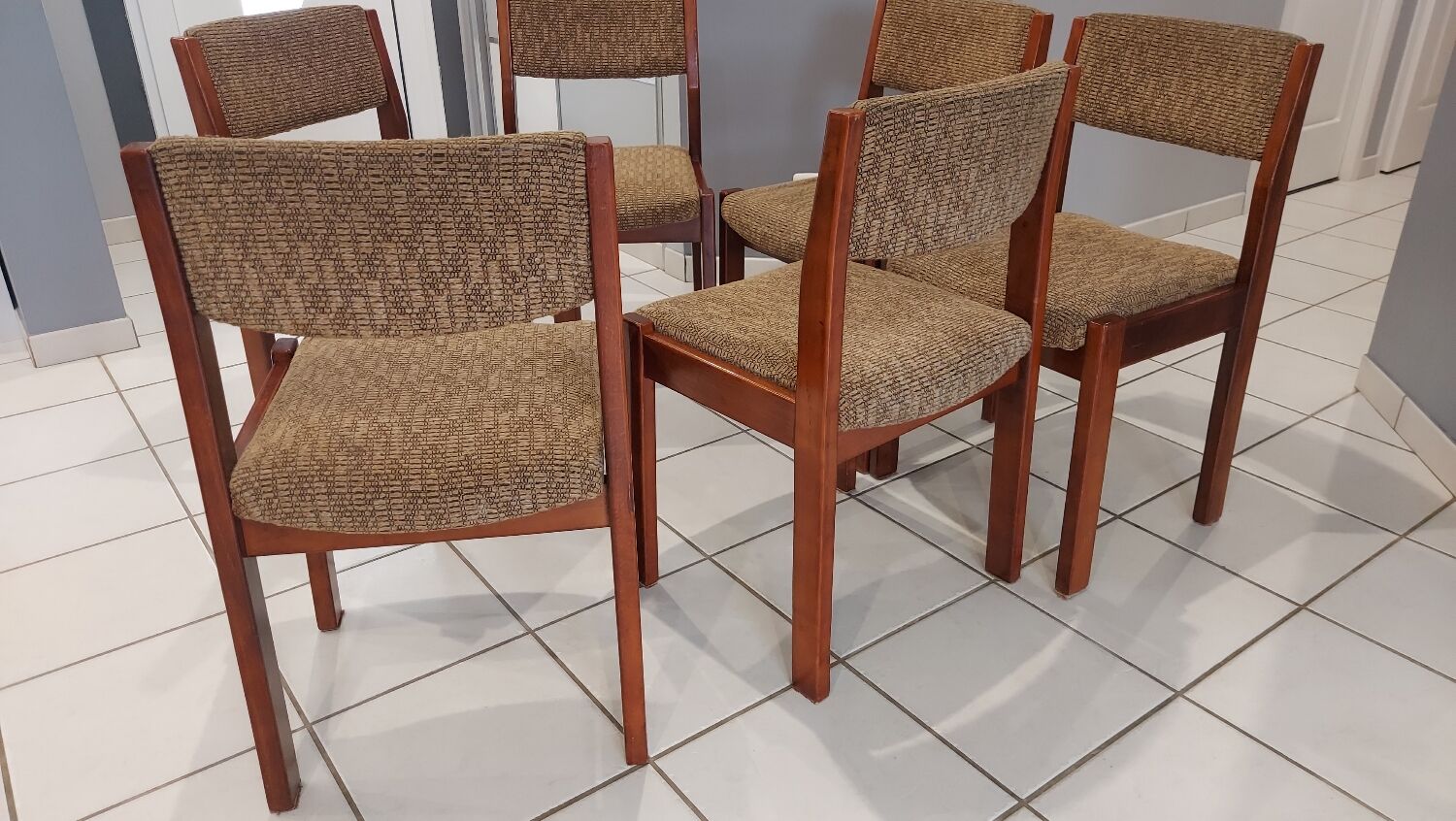 Suite of 6 vintage Baumann dining chairs 1970
