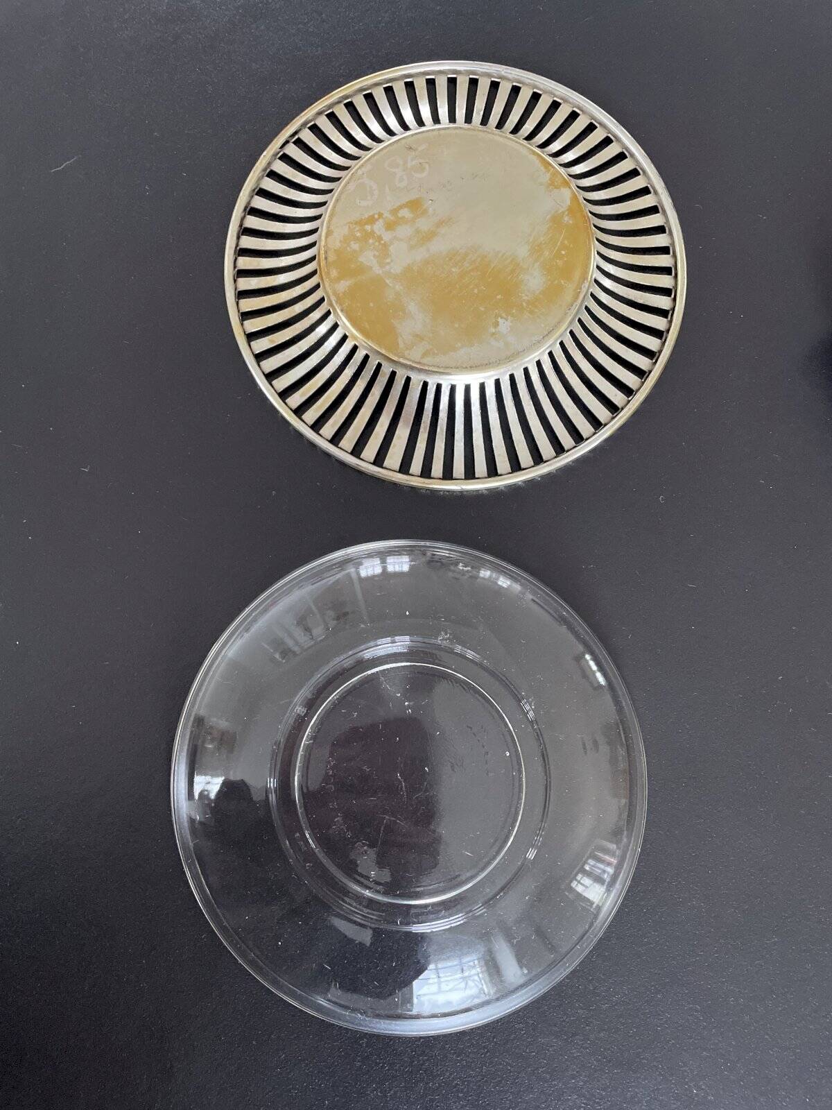 Beurrier ancien Duralex verre et métal