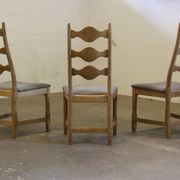 Highback / Ladderback Oak Chairs style of Henning Kjærnulf, 1960s, Set of 4