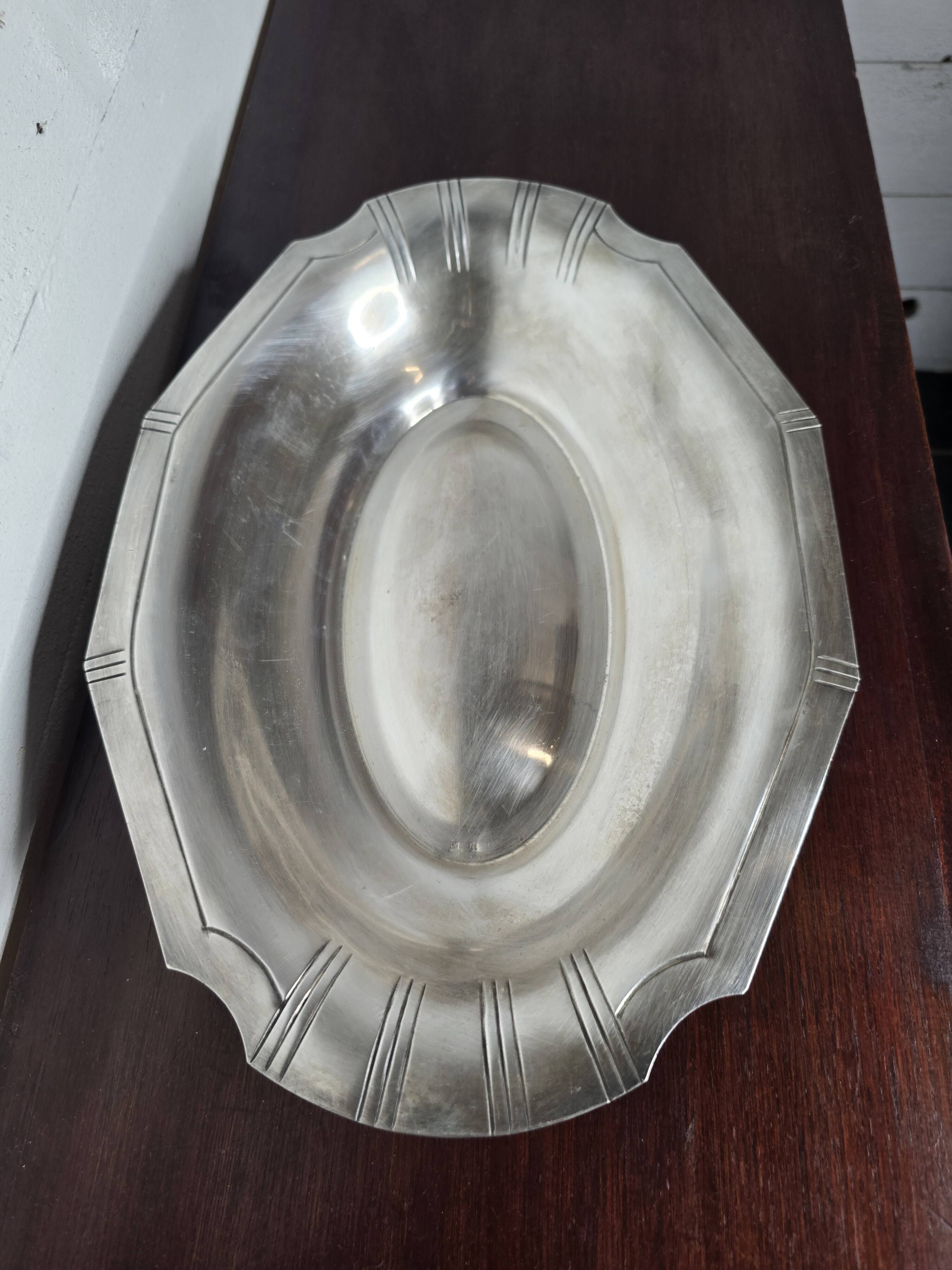 Mid-20th century silver-plated hollow dish