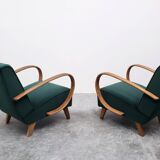 1930 Jindrich Halabala Bentwood Armchair in Emerald Green Velvet