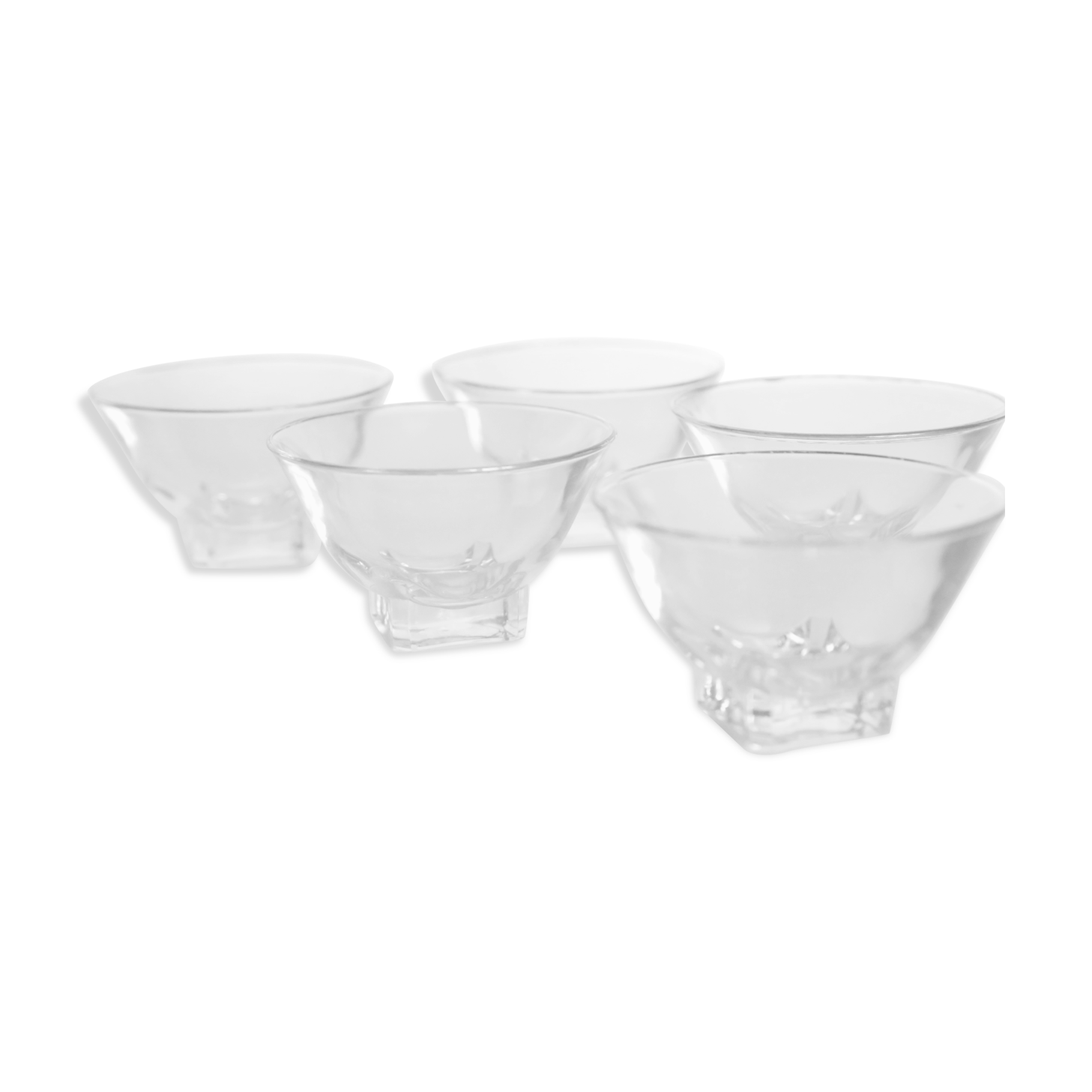 Set of 5 champagne glasses without foot, bistro style