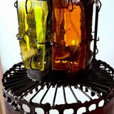 Brutalist suspension light 1960 industrial metal/glass