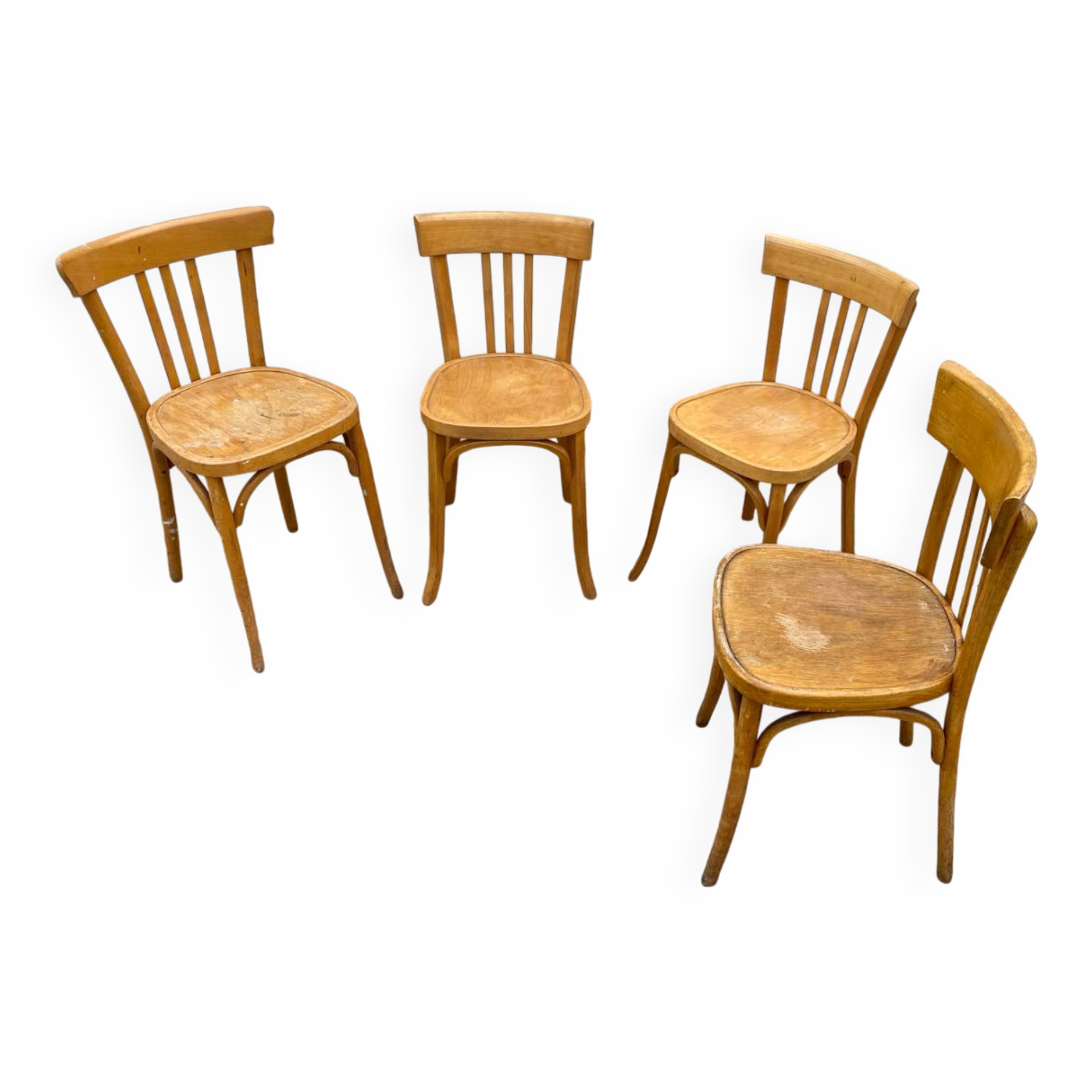 Curved varnished bistro chairs