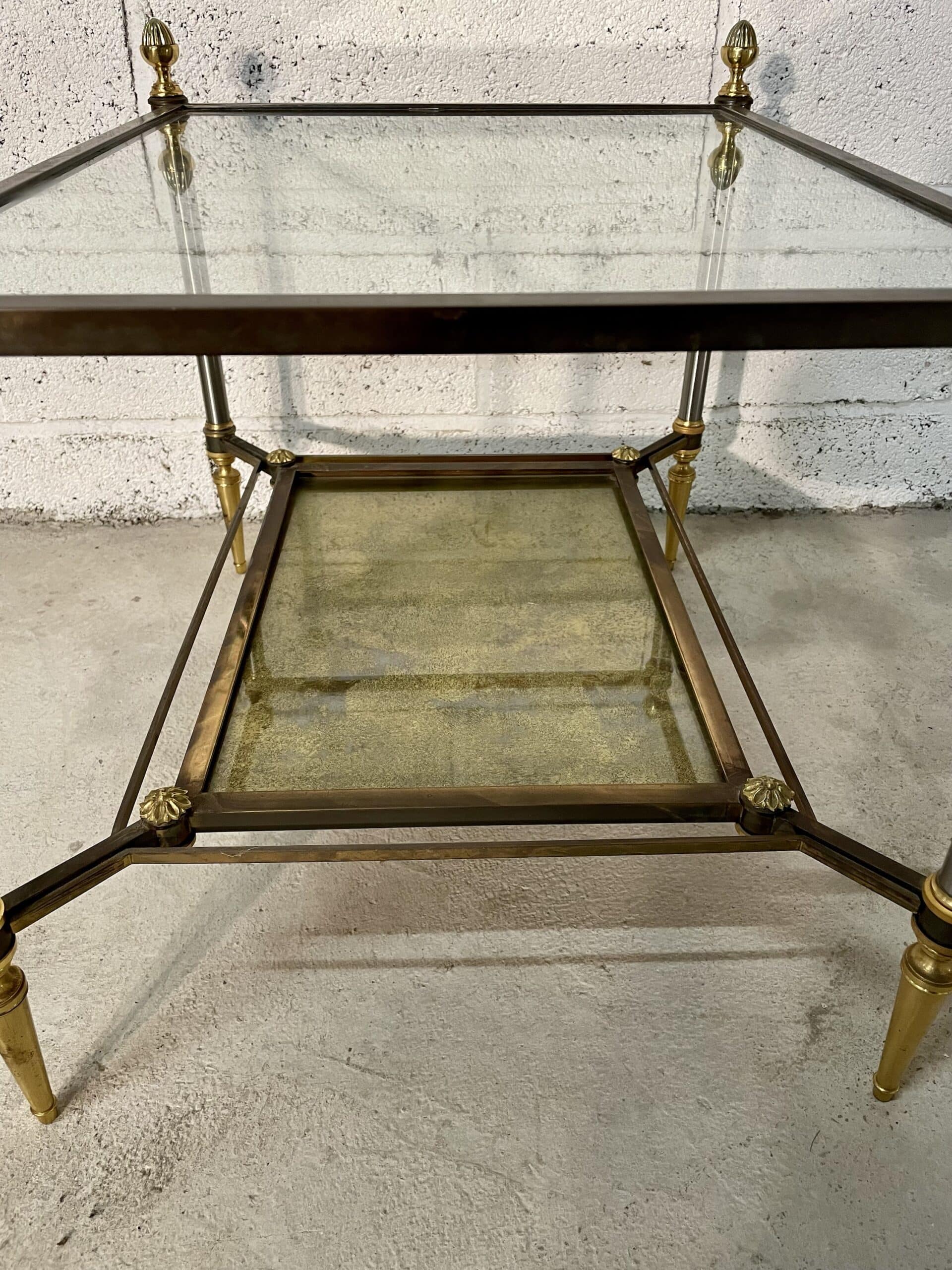 Brass, steel and patinated brass sofa end 1960