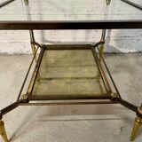 Brass, steel and patinated brass sofa end 1960