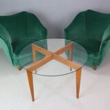 Pair of velvet armchairs Gio Ponti style