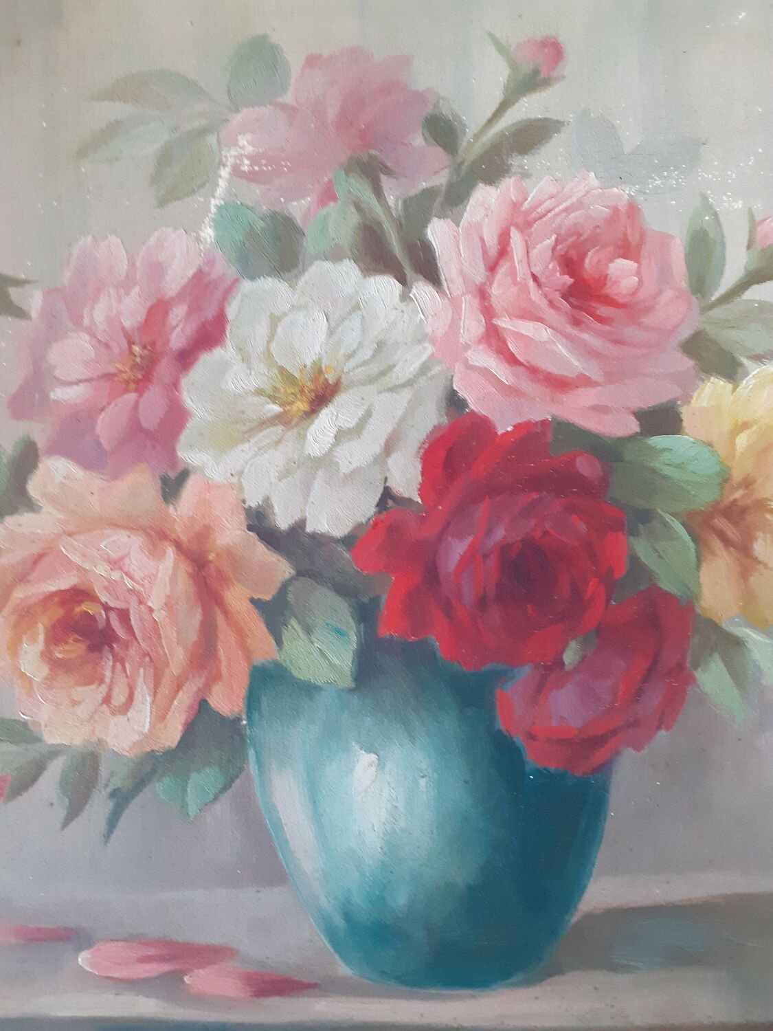 Tableau nature morte bouquet de roses