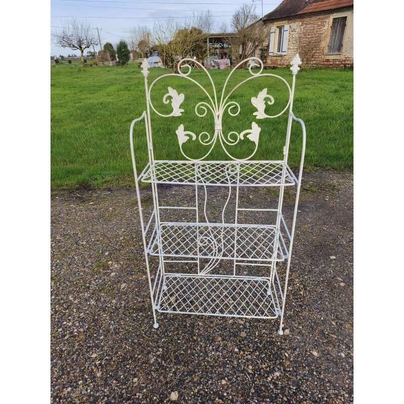 White folding wrought iron shelf