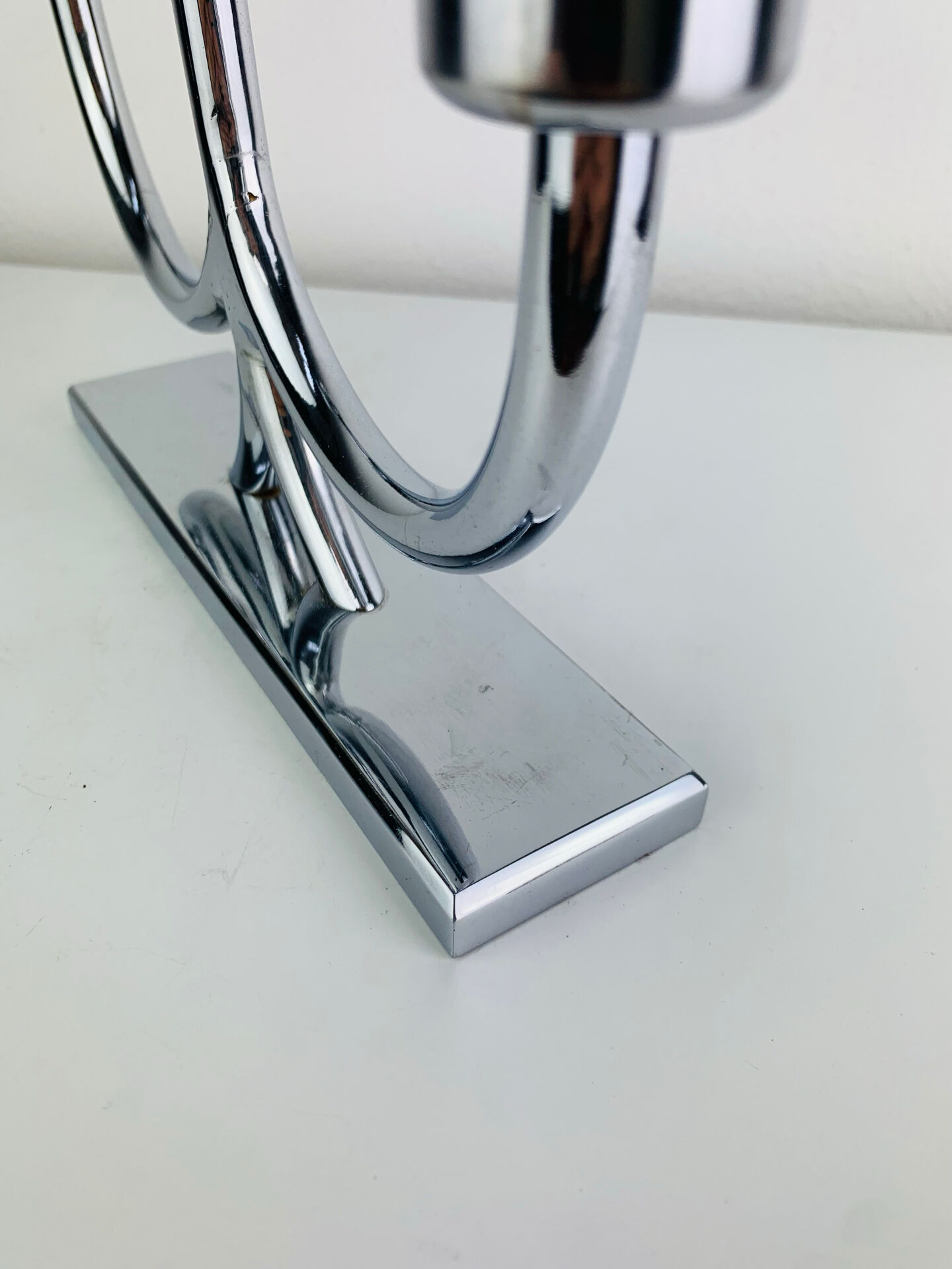 Bougeoir design années 60, métal chromé
