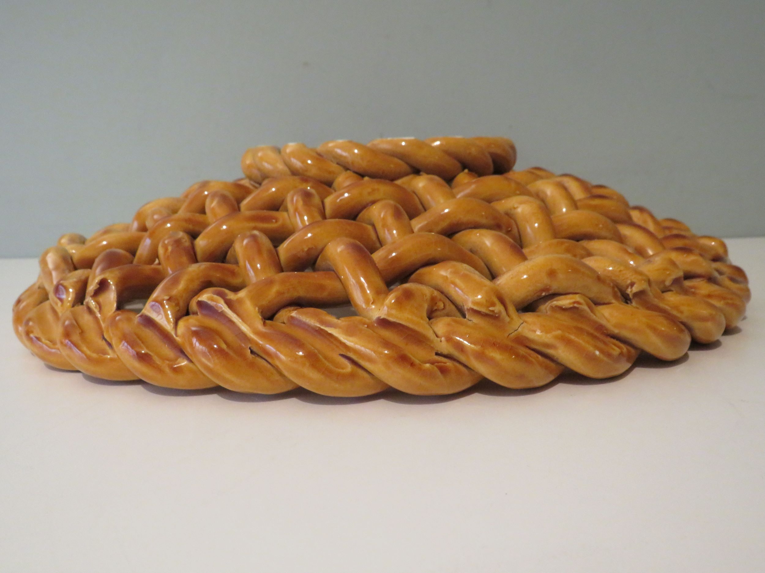 Woven ceramic fruit cup, early twentieth century