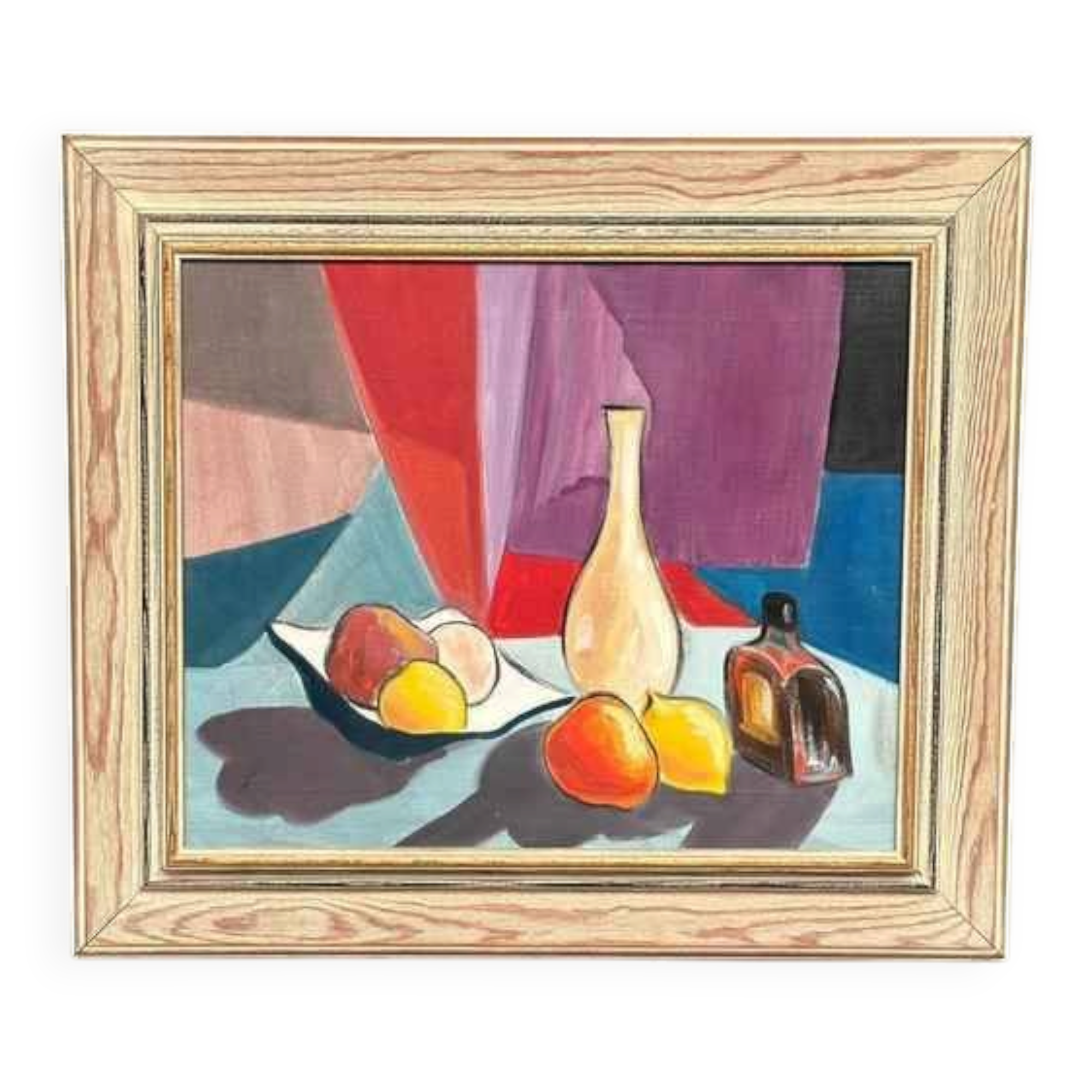 Huile sur toile originale suédoise – “Stilleben” par L. Norberg – Vintage et encadrée – 61 × 53 cm (24" × 20,9")