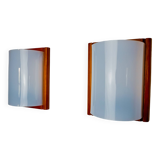 Pair of pine and methacrylate wall lights, Spain 1980