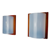 Pair of pine and methacrylate wall lights, Spain 1980