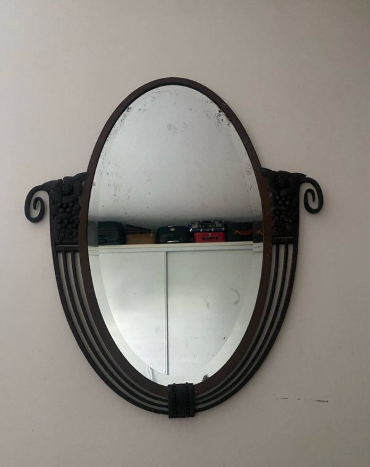 Art deco wrought iron mirror