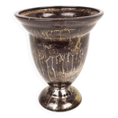 Lucien BRISDOUX Vase or bowl in black ceramic and gold oil