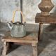 Tabouret d'appoint en teck upcyclé, traces de chromie verte
