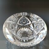 Bohemian cut crystal ashtray/pocket tray. Star/cross-hatched motifs.