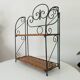 Vintage wall or table shelf in wrought iron and rattan