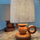 Pair of Scandinavian wooden lamps 60s-70s