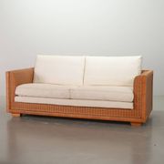 Luxurious Italian Gasparucci Reed White Lounge Greenhouse Sofa. Italy, 1980