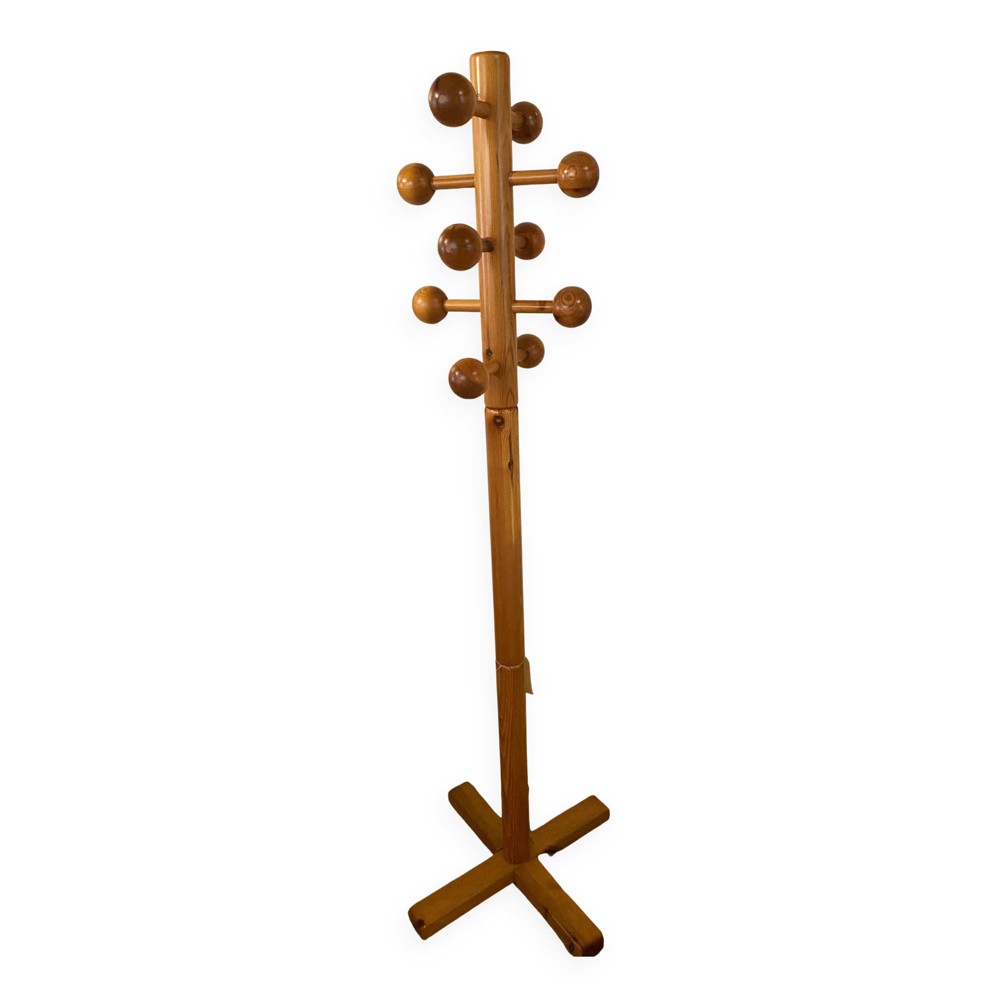 1970s pine coat rack, Scandinavian design