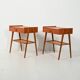 Pair of Scandinavian bedside tables in teak with Vienna cane