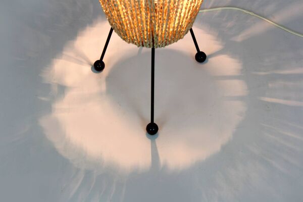 Lampadaire fusée de l'ère spatiale avec cordon tressé, ancienne Tchécoslovaquie, années 1960