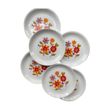 6 old flat plates in French earthenware Moulin des loups