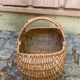 Large woven wicker log basket with handle – Rustic decor / Antique shop