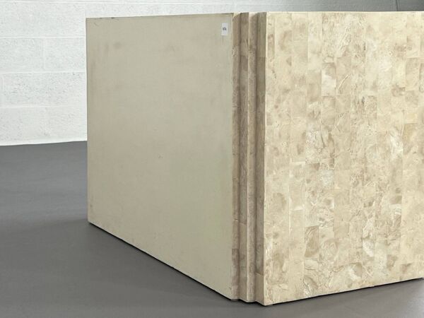 Enfilade vintage en marqueterie de pierre et laiton, 1980s