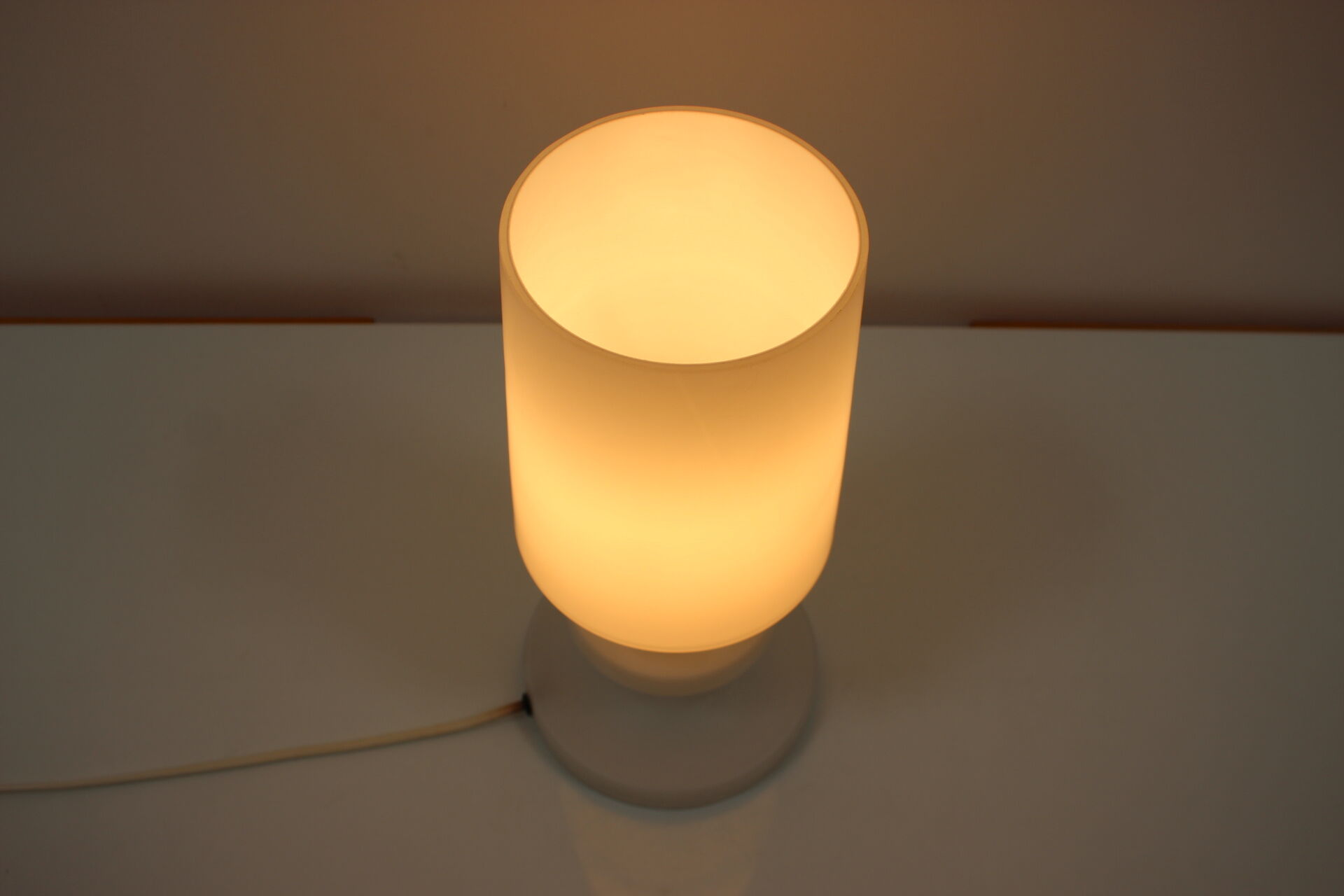 Mid-century allglass table lamp/ Osvětlovací sklo Valašské Meziříčí, 1970's