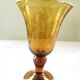 Biot engraved amber and bubbled water glasses, 70s