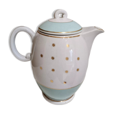 Cruche théière terre de fer porcelaine Lunéville vert d'eau
