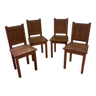 Lot de 4 chaises en bois