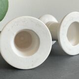 Pair of White Ceramic Candlesticks