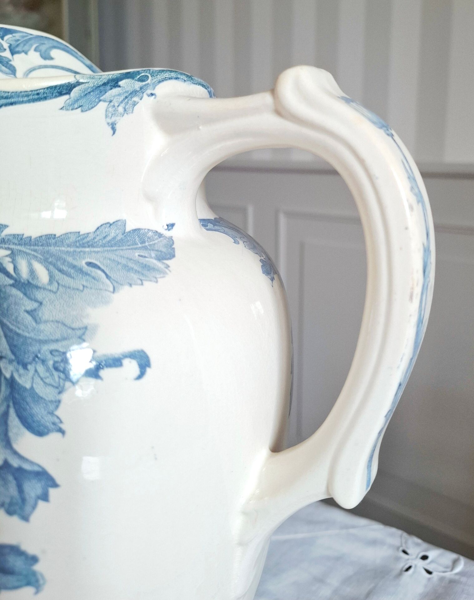 Old pitcher in ironstone faience Longwy