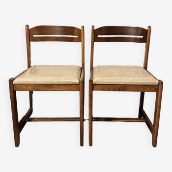 Scandinavian vintage chair in solid wood and Skai