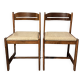 Chaise vintage scandinave en bois massif et Skaï