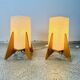 Rocket Desk Lamps In Wood & Glass Crystal By Pokrok Zilina, Poland 1970S