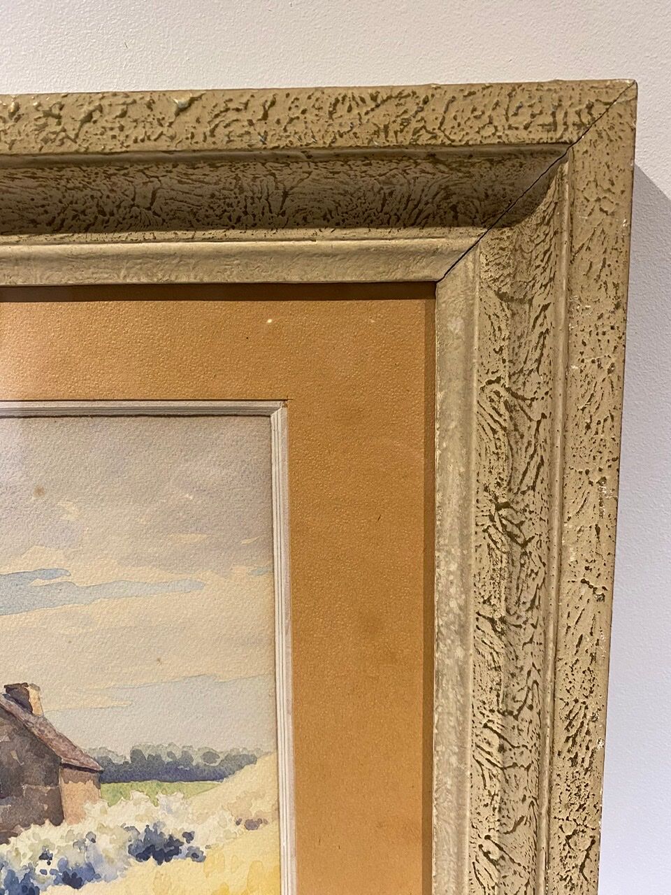 Old painting, landscape, signed Andrée Bouchard, 1950s