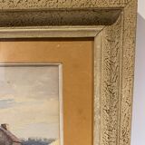 Old painting, landscape, signed Andrée Bouchard, 1950s